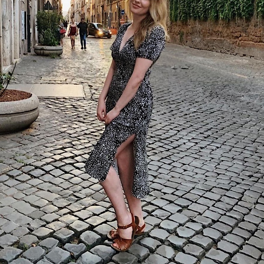 Free people animal print midi dress